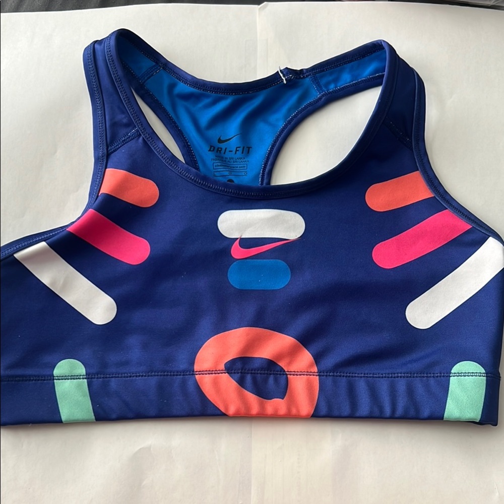 Nike Dri-FIT Blue and Multicolor Sports Bra